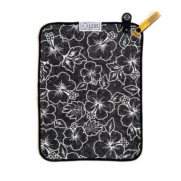 Unbranded BBQ Towel Grilling Cooking Camping Magnetized Quick Drying Absorbent Microfiber Hand towel - Black Petal 12 in. x 16 in.