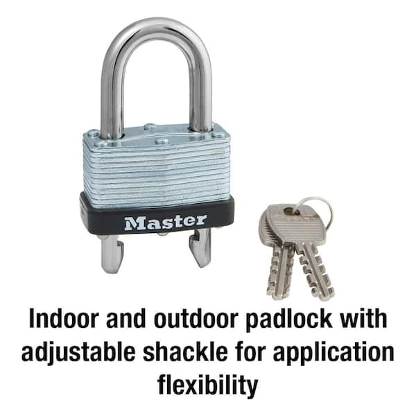 Lock with Key, 1-3/4in. Wide, Adjustable Shackle