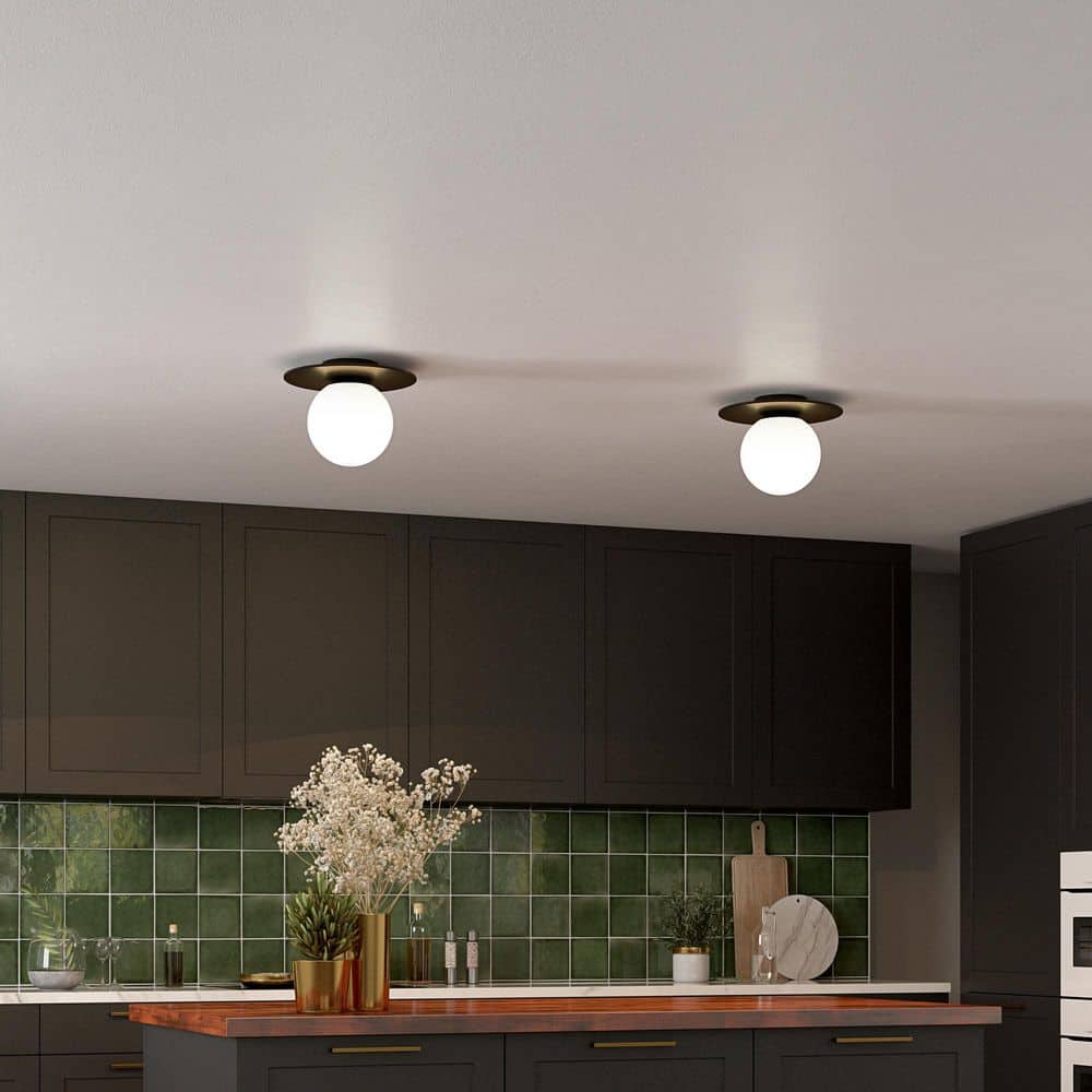 12" Blackened Bronze Globe Flush Mount Ceiling Light