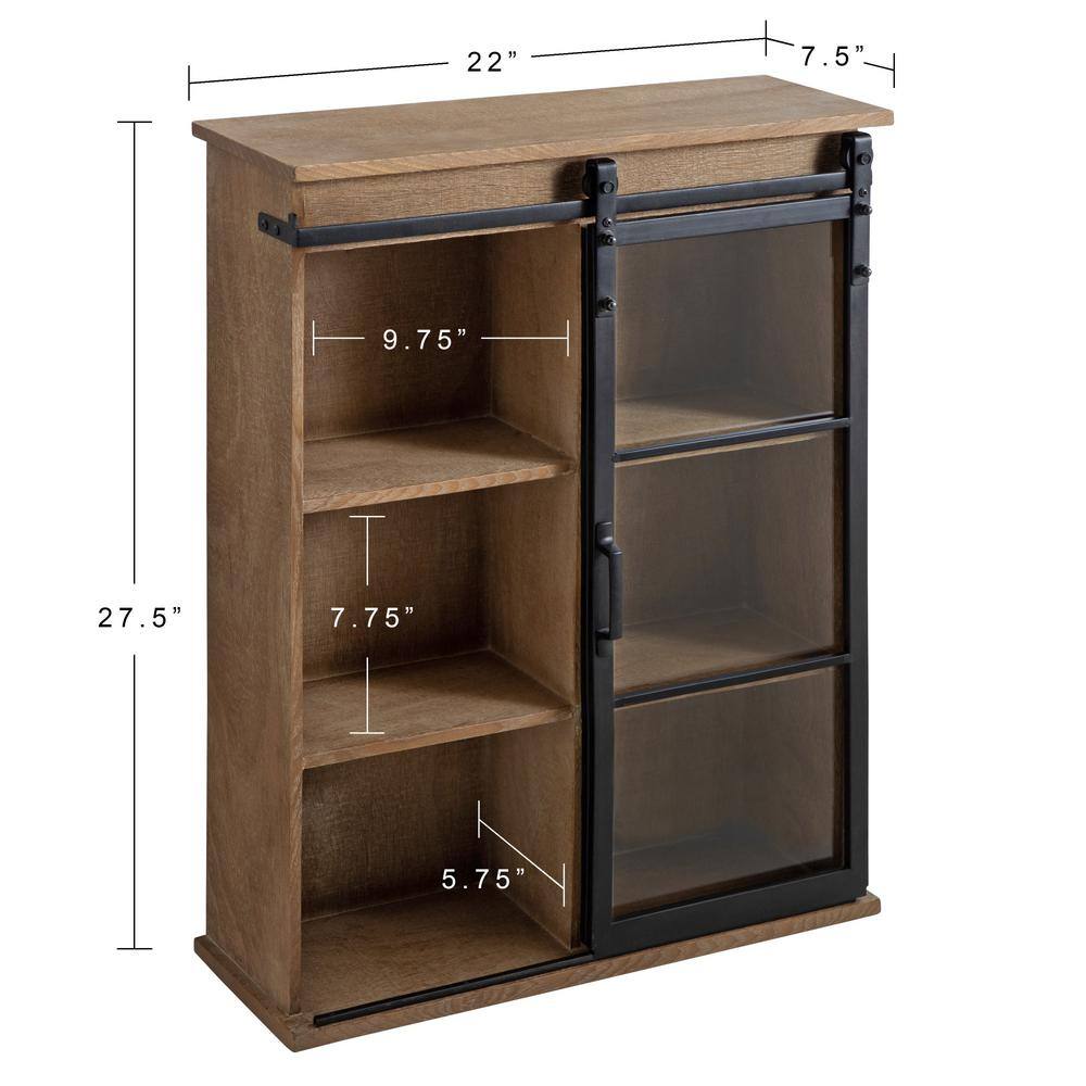 Rustic Brown Solid & Manmade Wood Floating Cube Wall Cabinet