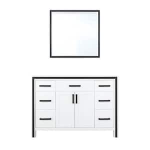 Ziva 48 in. W x 22 in. D White Single Bath Vanity without Top and 34 in Mirror