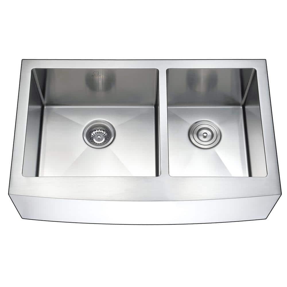 Elysian 36" Stainless Steel Farmhouse Double Bowl Kitchen Sink