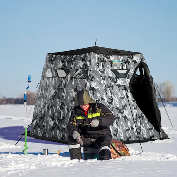 Portable Ice Fishing Shelter 3-4 People Quick-open Winter Camping Tent  Waterproof Windproof Outdoor Cotton Warm Ice Fishing Tent