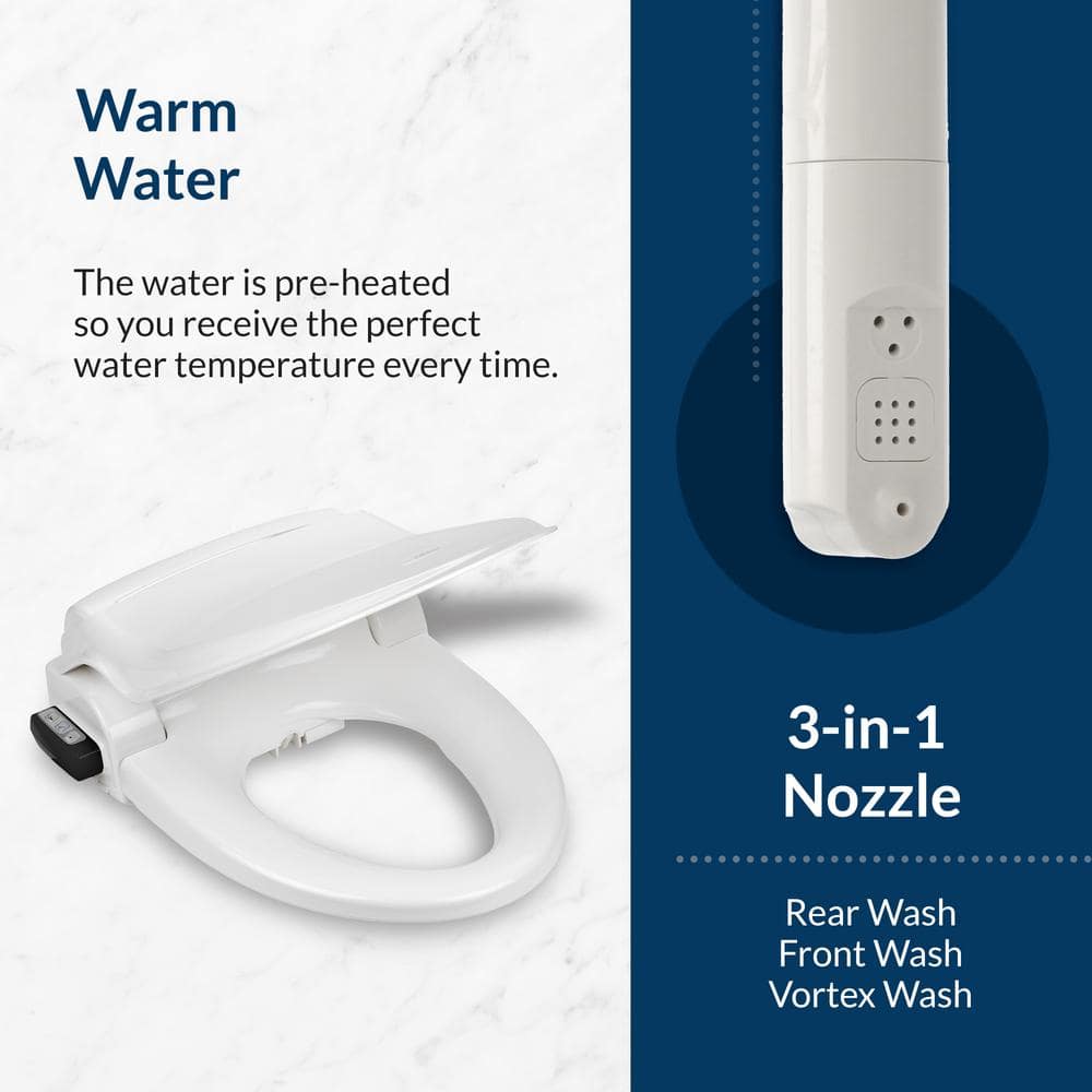 White Heated Electric Bidet Toilet Seat with Remote Control