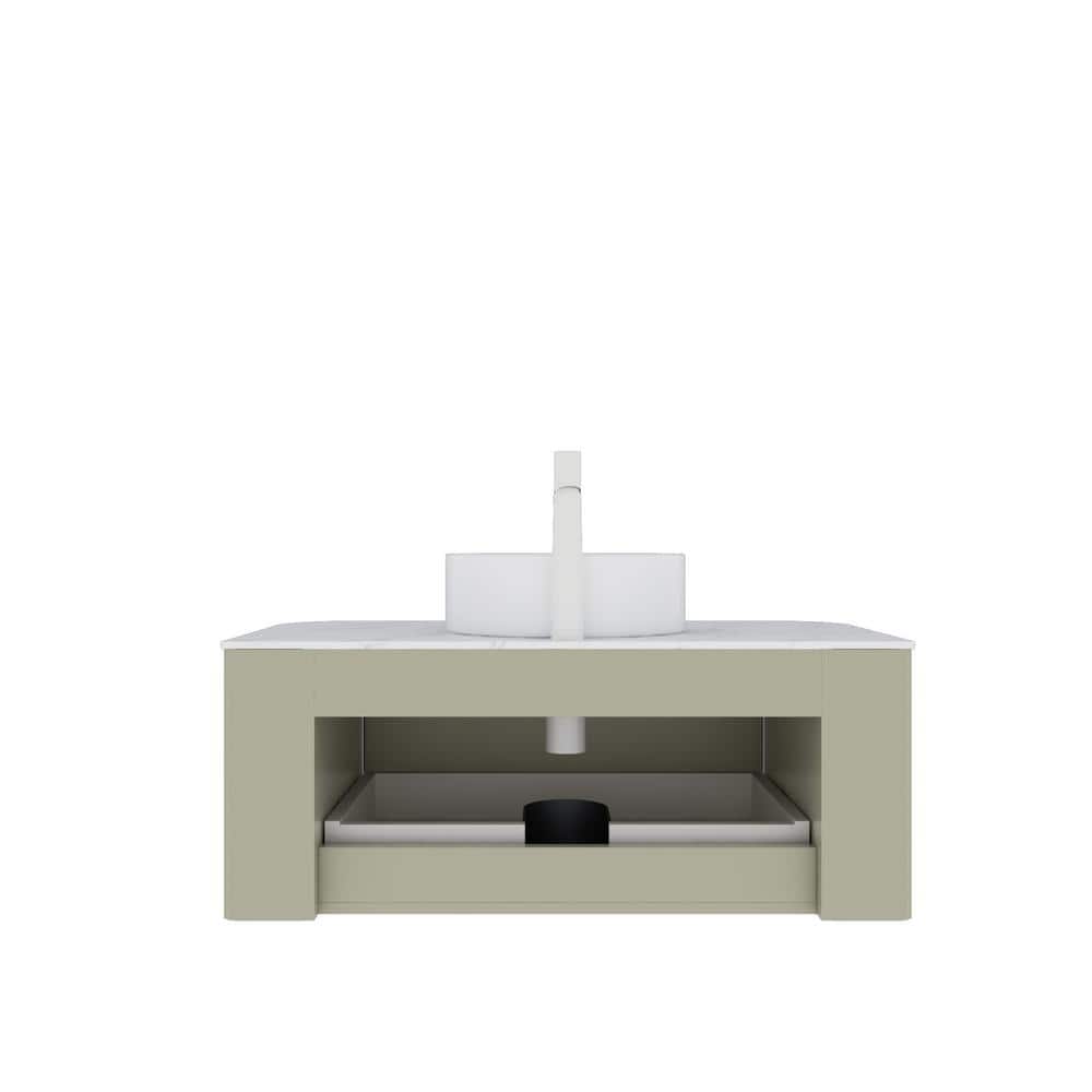 36 in. Wall-Mounted Light Green Bath Vanity with White Ceramic Top and White Round Ceramic Basin price history on PriceWatchPro