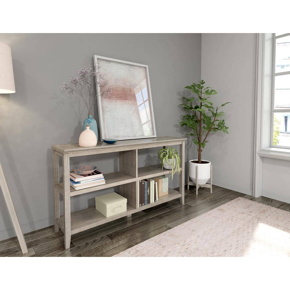 NewRidge 2-Tier Washed Gray Wooden Low Bookcase for Kids