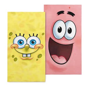 Spongebob Face Patrick Face 2PK Cotton/Polyester Blend Graphic Beach Towel Set
