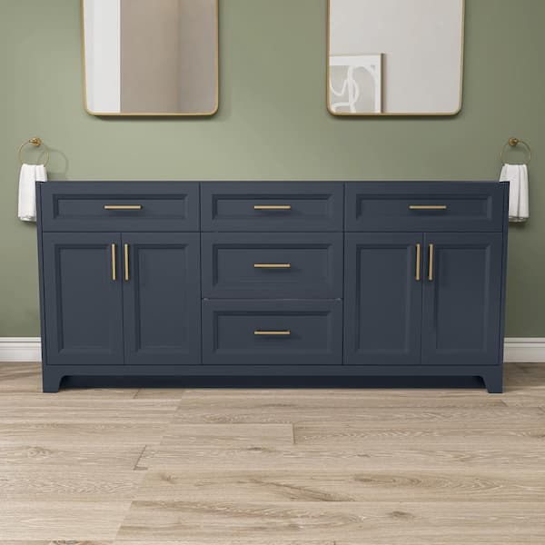 Getpro 72 in. W x 21.5 in. D x 33.5 in. H Bath Vanity Cabinet without Top Bathroom Vanities Cabinet in Navy Blue Assembled