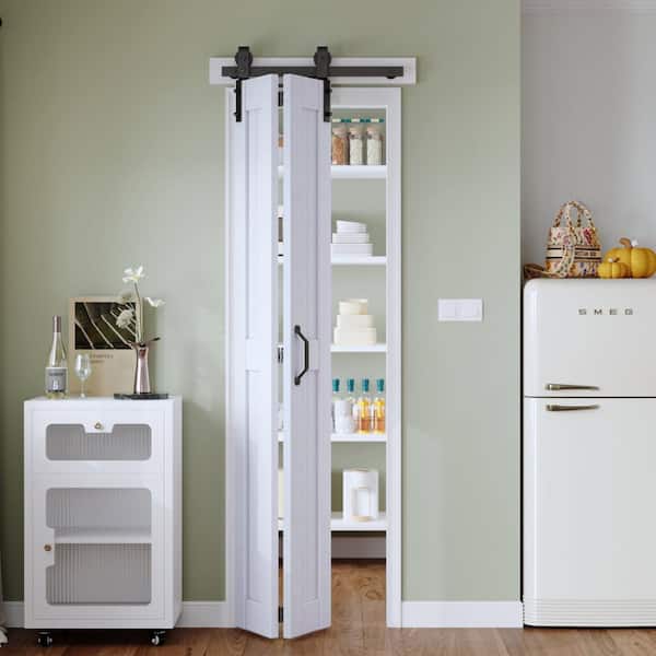 24 in. x 84 in. Solid Core White Finished MDF Wood Bi-Fold Door with Hardware Kit