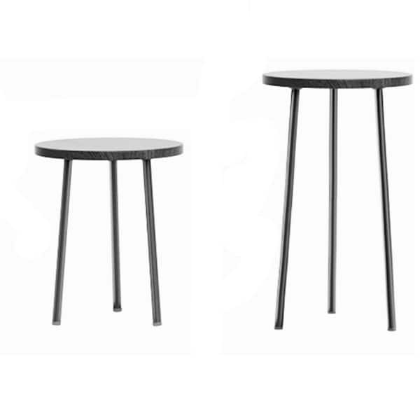 1-Tier Black wood Plant Stand (11.8 in. H W x 20 in. H) 2-pack