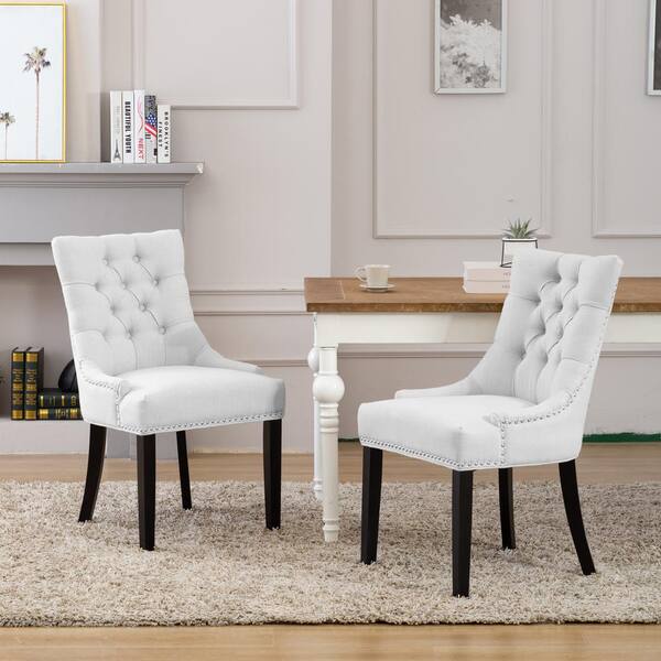 Light gray tufted dining chair discount