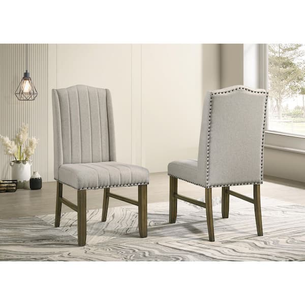 Best Quality Furniture Halo Beige Fabric Antique Color Wood