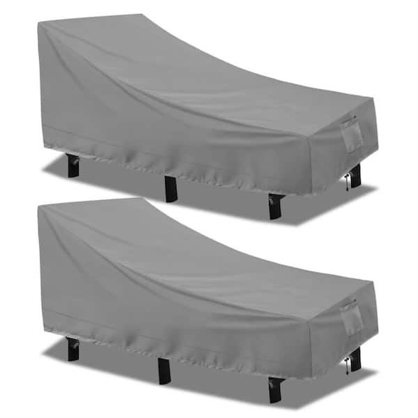 68" L x 30" W x 30" H Grey Outdoor Chaise Lounge Cover 2-Pack