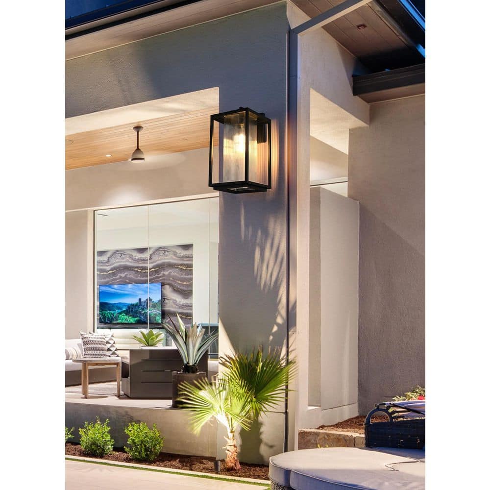 17 in. Black Outdoor Hardwired Wall Sconce with No Bulbs Included price history on PriceWatchPro