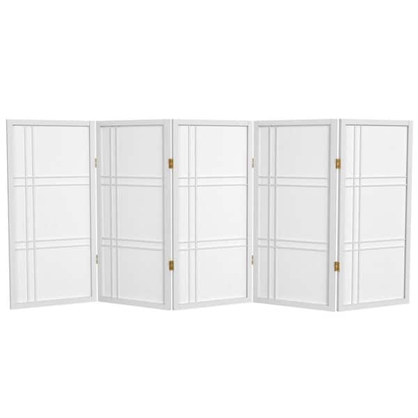3 ft. Short Double Cross Shoji Screen - White - 5 Panels
