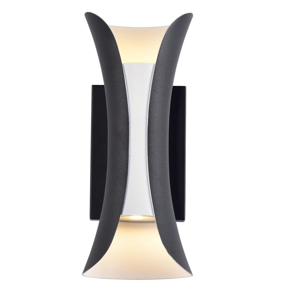 Contemporary Hourglass LED Outdoor Wall Sconce in Black and White