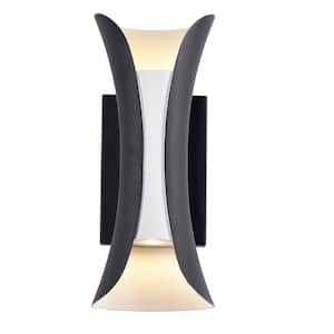 2-Light Black and White LED Outdoor Wall Sconce