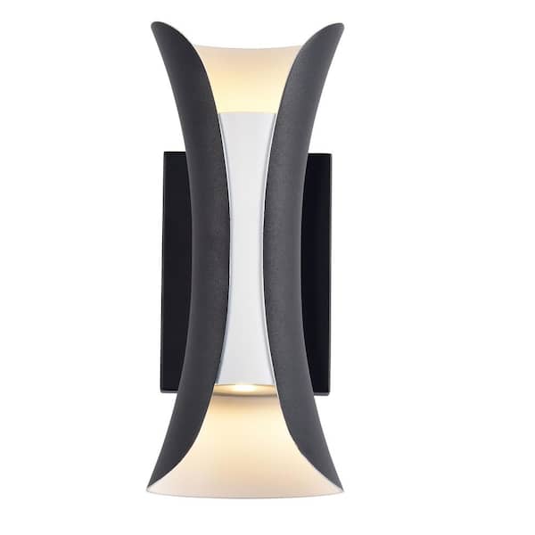 C Cattleya 2-Light Black and White LED Outdoor Wall Sconce