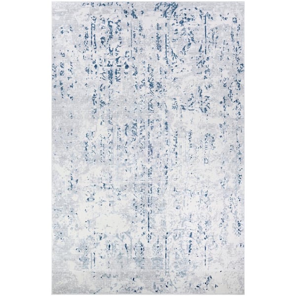 Couristan Calinda Kingsbury Steel Blue-Ivory 5 ft. x 8 ft. Area Rug