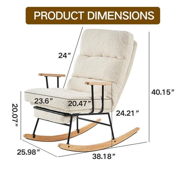 maocao hoom Beige Metal Outdoor Rocking Chair with Cushion