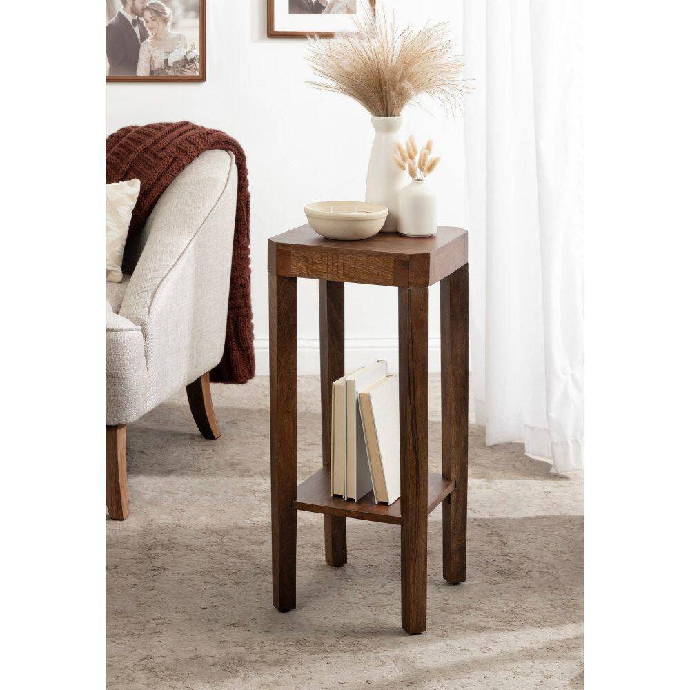 Talcott 12.00 in. Walnut Brown Square Solid Wood End Table - thumbnail 9