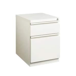 20 in. D 2-Drawer White Metal Letter Width 15 in. W Mobile Pedestal File Cabinet Box-File