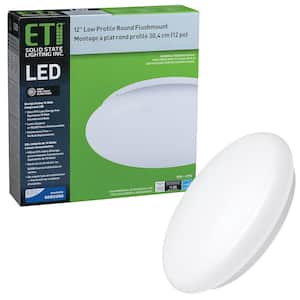 12 in. Round LED Flush Mount Ceiling Light 1000 Lumens Closet Bathroom Lighting Hallway 120-277 Volt 4000K Bright White