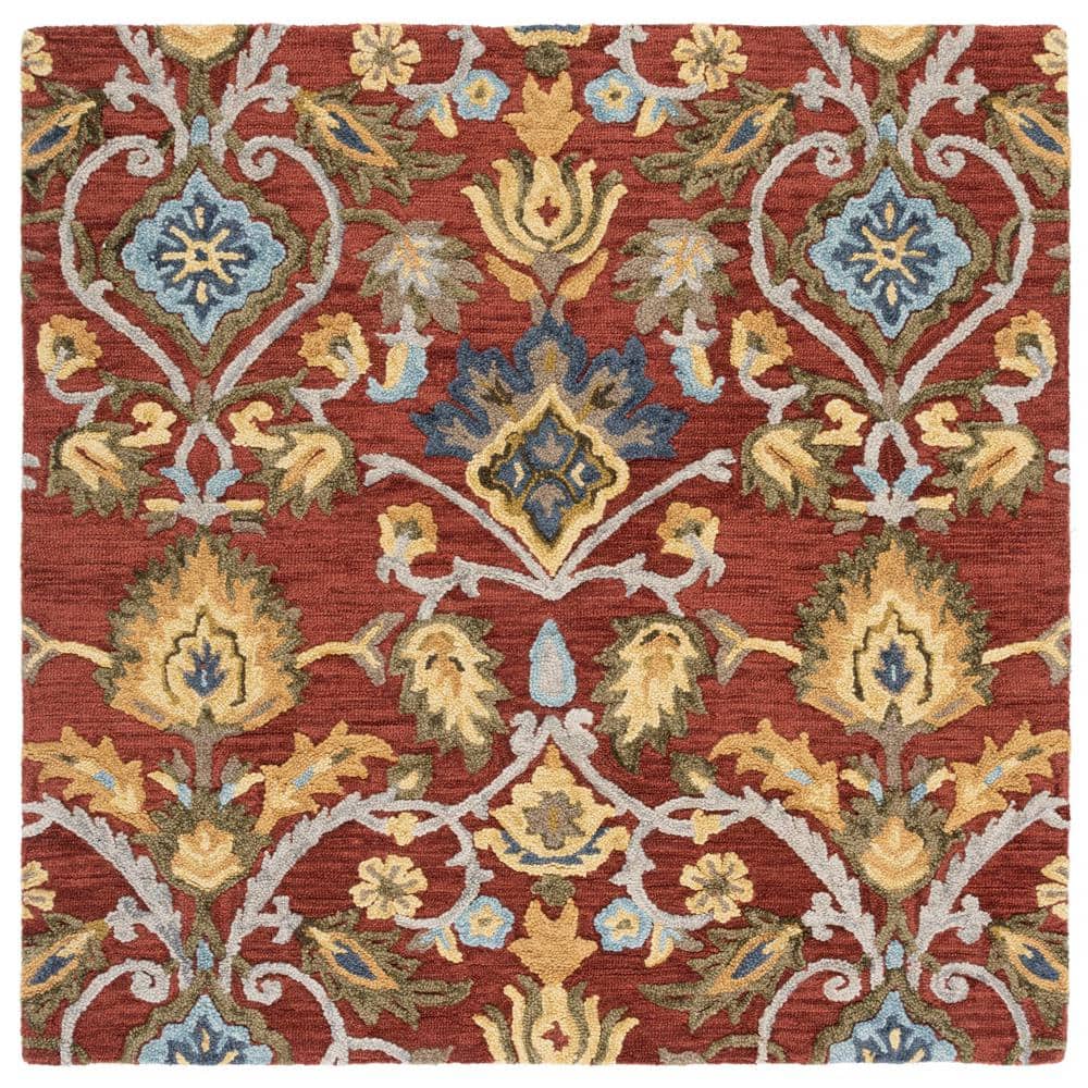 Small Red Rug Square SAFAVIEH Blossom Red/Multi 8 ft. x 8 ft. Geometric Floral Square Area ...