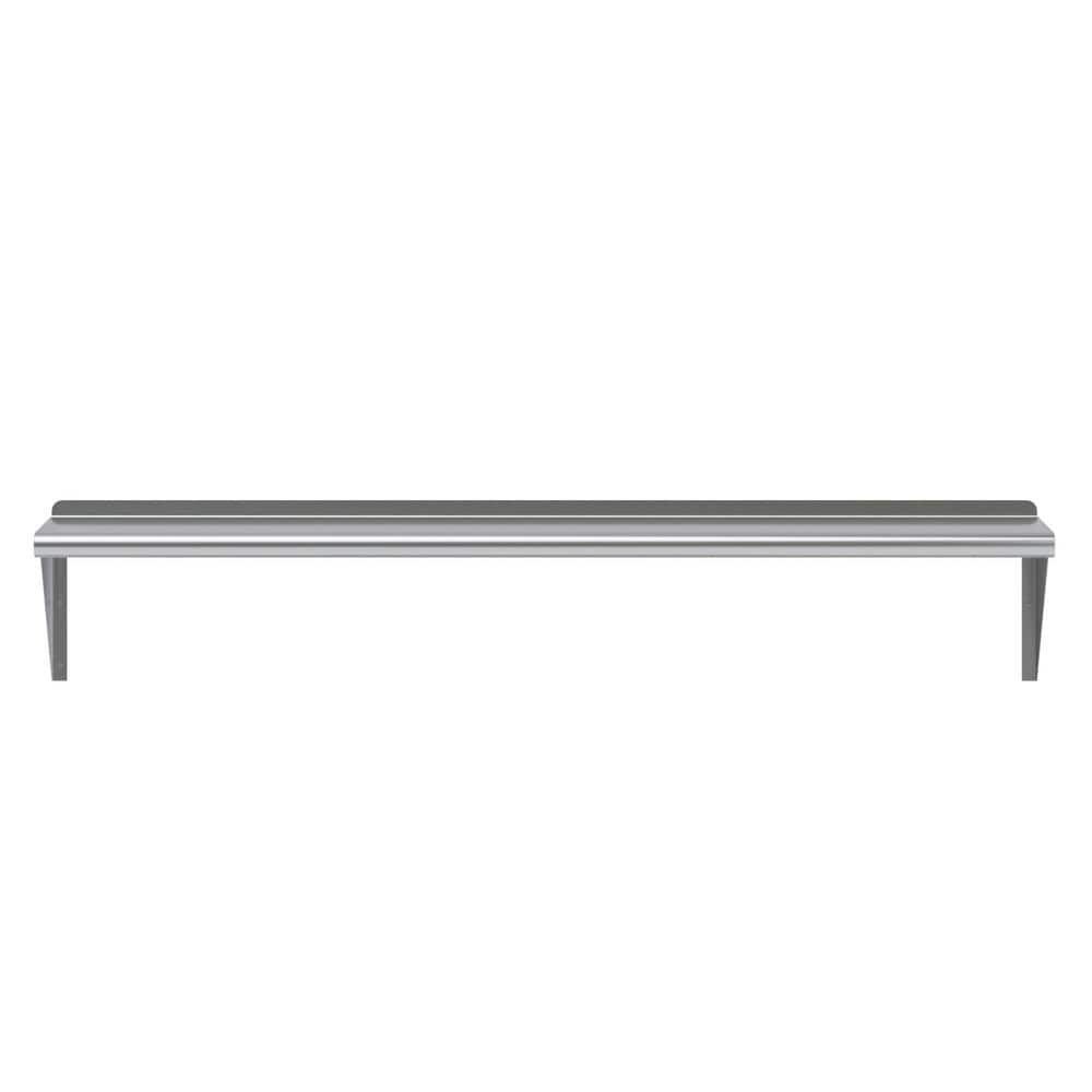 60-Inch Stainless Steel Industrial Wall Shelf with Brackets