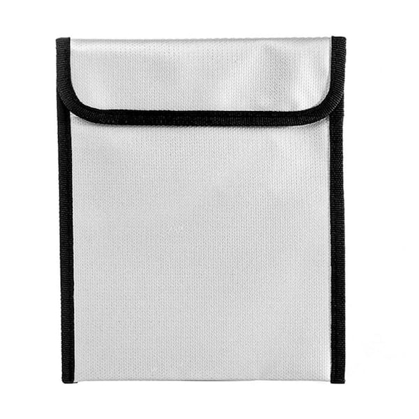 Wellco 15 in. x 11 in. Fire and Water Resistant Bag White Fireproof Document Bag