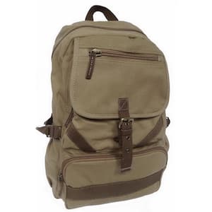 19 in. H Khaki Mountain Hiking Sport Canvas Backpack