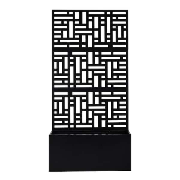 70 in. Black Metal Garden Bed with Trellis