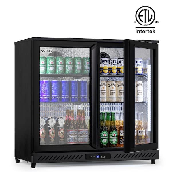 36 in. 7.45 cu. ft. Commercial Beverage Refrigerator in Black with Auto Defrost, ETL Certified, 208-Cans