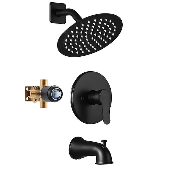 AKLFGN Single Handle 2-Spray Tub and Shower Faucet 1.8 GPM in Matte Black (Valve Included)