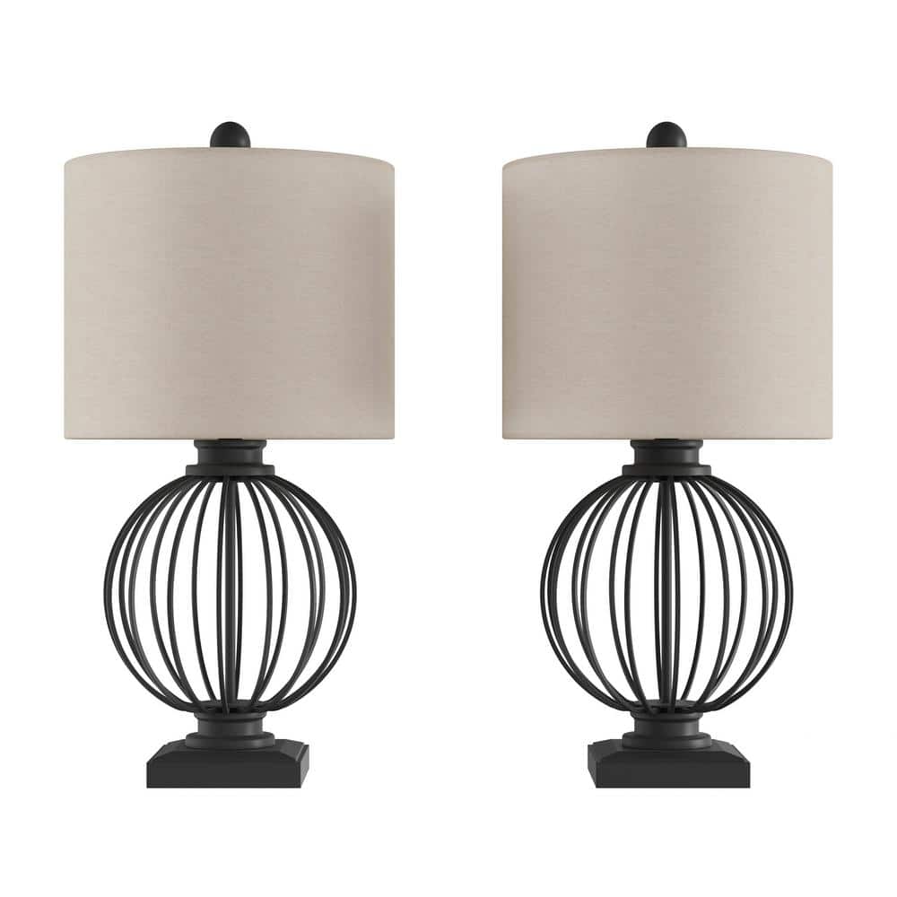 Lavish Home 26 In Matte Black Wrought, Wrought Iron Bedside Table Lamps