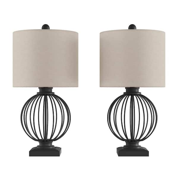 Lavish Home 26 In Matte Black Wrought, Home Depot Table Lamps Sets