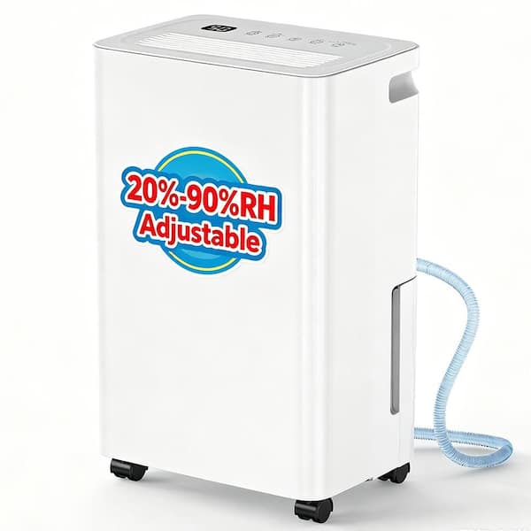 30 pt. 2,500 sq.ft. Dehumidifier for Basement in White with Drain Hose, Bucket, 20%-90%RH Adjustable Humidistat, Timer