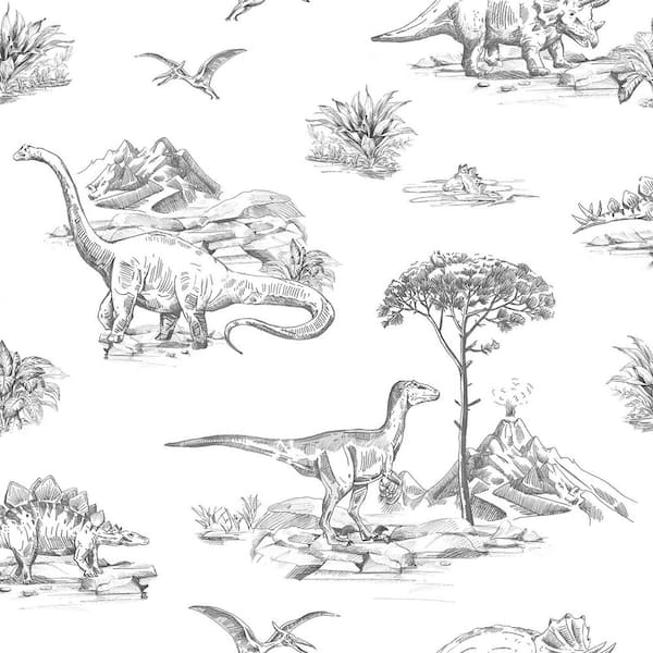 4060-139269 | Isolde Black & White Dinosaurs Wallpaper