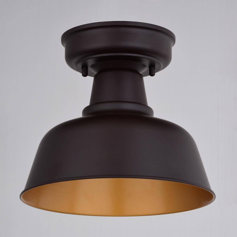 Bronze and Gold Farmhouse Indoor/Outdoor LED Ceiling Light