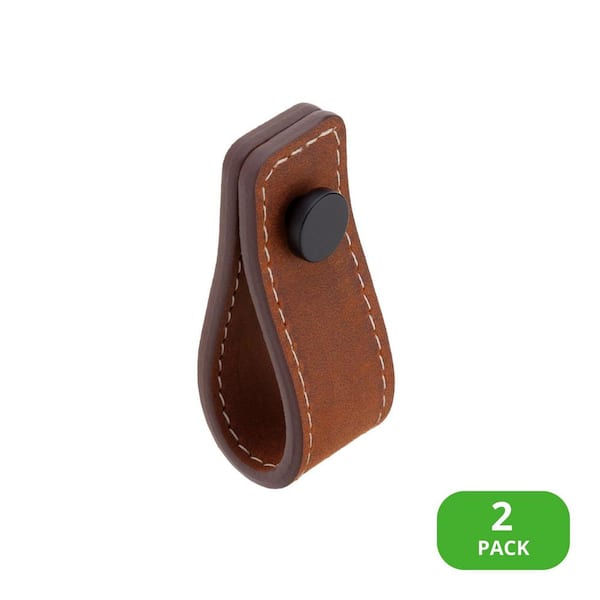 Sumner Street Home Hardware 2-Pack Saddle Leather 2 in. (51 mm) Matte Black Loop Drawer Pull