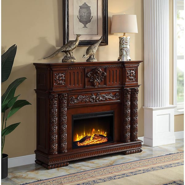 Acme Furniture Vendome 59 in. Freestanding Wooden Electric Fireplace in Cherry