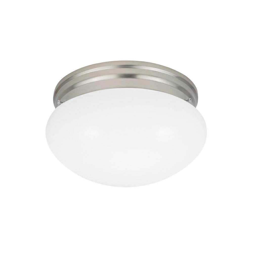 Webster 9.5-inch Brushed Nickel Flush Mount Light with White Glass Shade