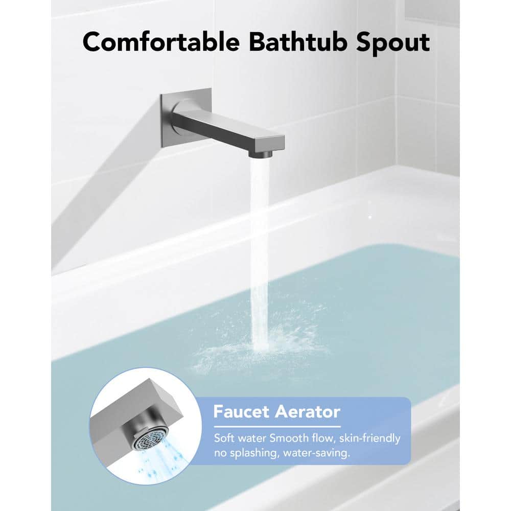 Brushed Nickel Wall Mounted Rain Shower Faucet Set with Handheld
