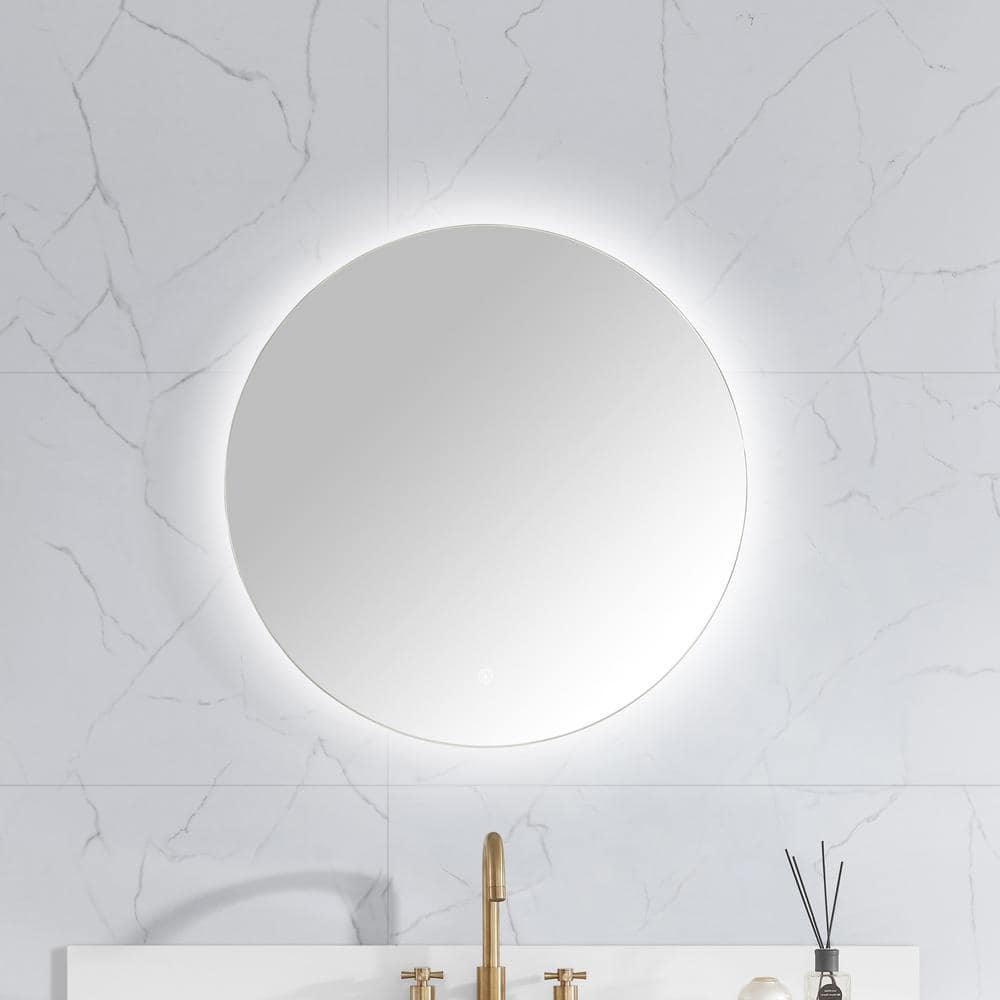 30-Inch Round Frameless LED Bathroom Vanity Mirror