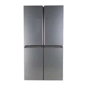27.4 cu. ft. Smart Quad Door Bottom Freezer Refrigerator in Platinum Glass w/Dual Dispense AutoFill Pitcher