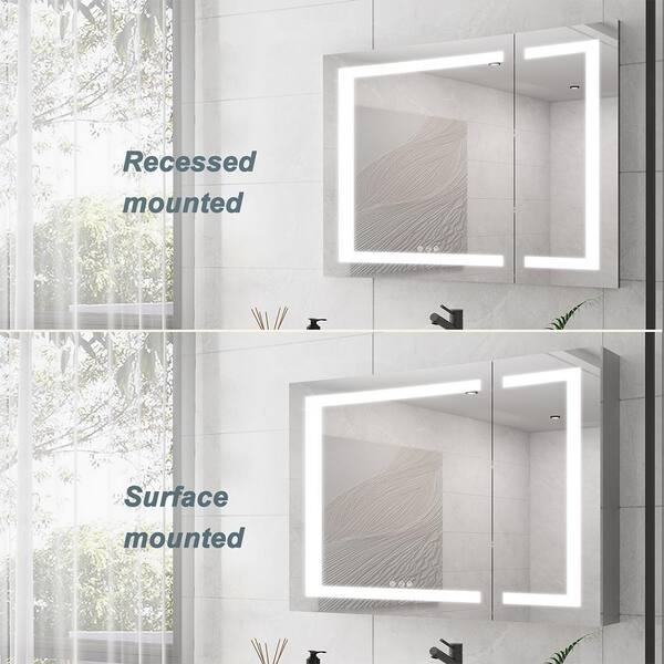 36 in. W x 30 in. H H Rectangular Medicine Cabinet with Mirror  