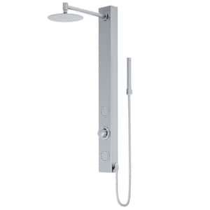 Gardenia 39 in. H x 4 in. W 2-Jet Shower Panel System with Adjustable Round Head and Hand Shower Wand in Stainless Steel