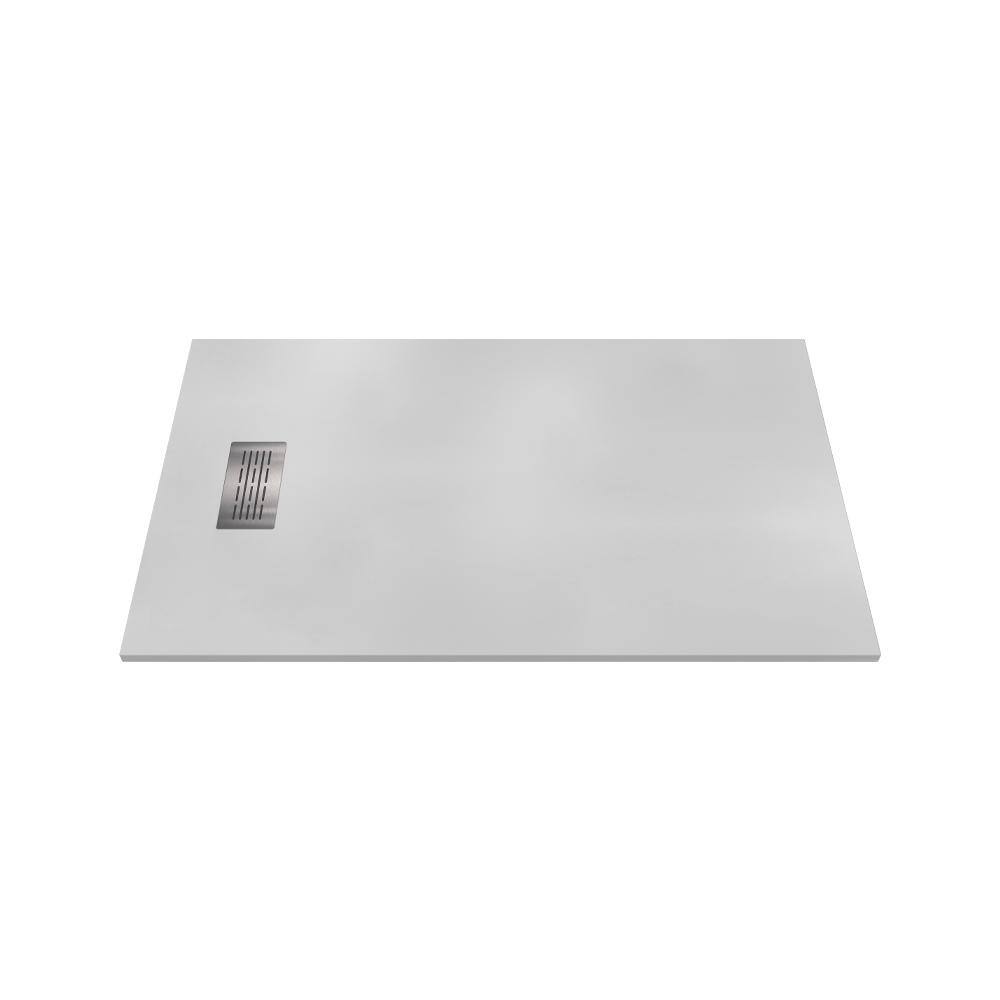 CASTICO 60 in. L x 36 in. W x 1.125 in. H Solid Composite Stone Shower Pan Base with L/R Drain