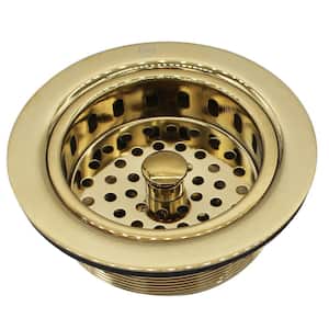 3-1/2 in. Post Style Kitchen Sink Basket Strainer, Polished Brass