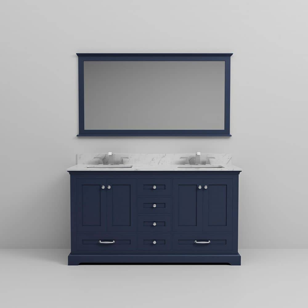 Dukes 59" Freestanding Double Vanity Cabinet in Navy Blue